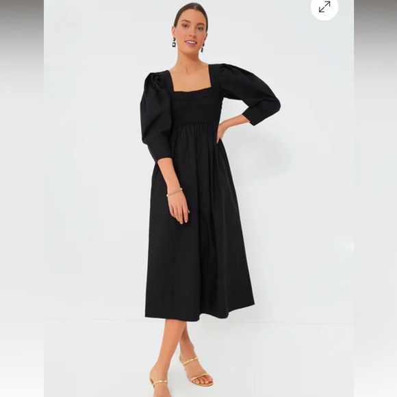Ganni Cotton Poplin Smocked Dress - Picture 1 of 5